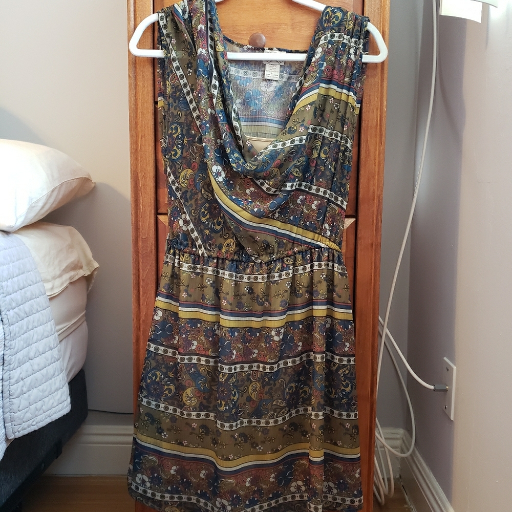 Cowl-neck printed dress